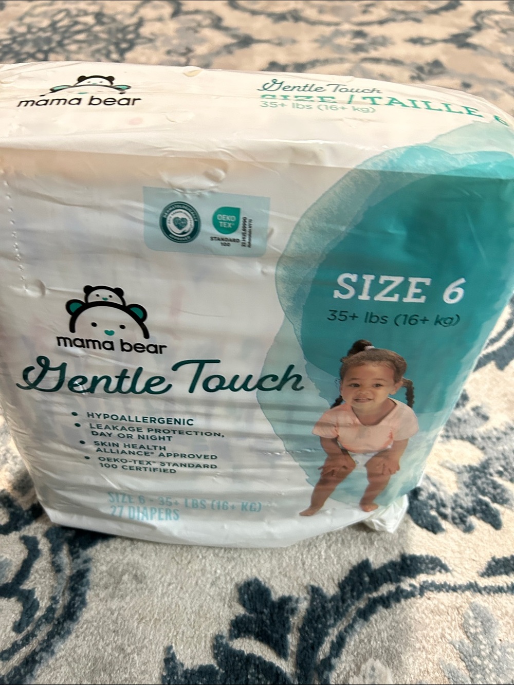 Gentle Touch Size 6 Baby Diapers - Teal/White
